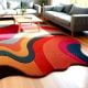 Handcrafted Wavy Multicolor Abstract Living Room Rug